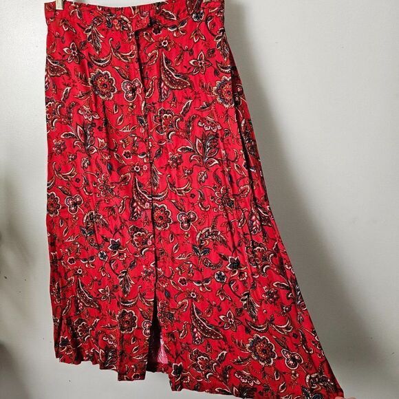 EUC VINTAGE KORET BUTTON DOWN RED PAISLEY PRINT DARK ACADEMIA SKIRT SZ M - Picture 1 of 12